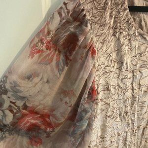 Anthropologie Meadow Rue Top Crushed Velvet Shear Chiffon Floral Balloon Sleeve